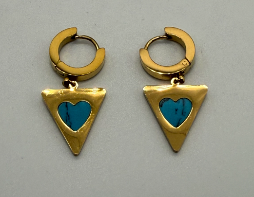 Sterling Steel Turquoise Earrings