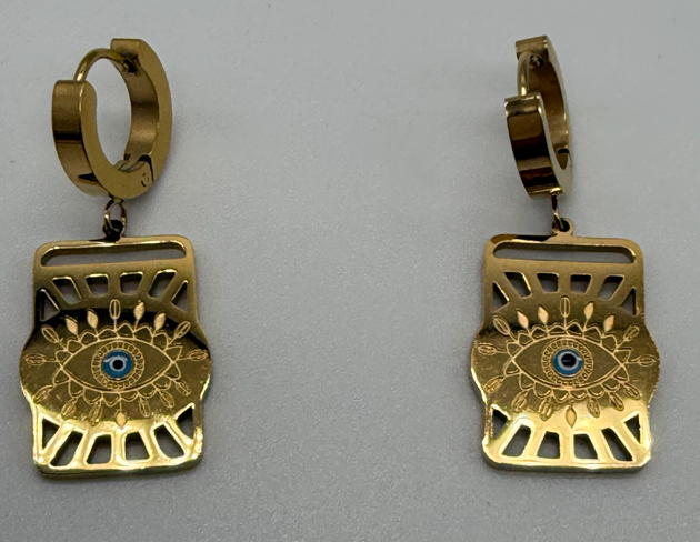 Sterling Steel Evil Eye Enamel Earrings