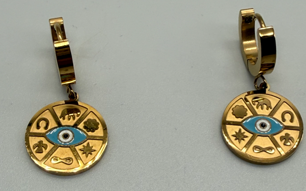 Sterling Steel Evil Eye Enamel Earrings