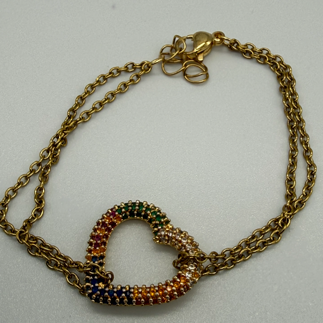 Sterling Steel heart Crystal Bracelet