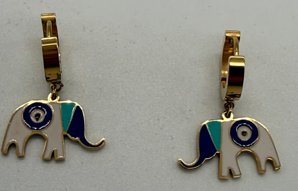 Sterling Steel Evil Eye & Enamel Earring Set