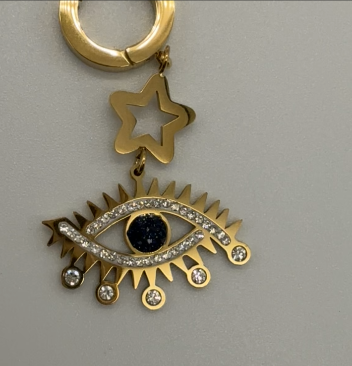 Sterling Steel Evil Eye & Crystal Earring Set