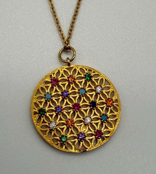 Sterling Steel Crystal pendant with 18" chain