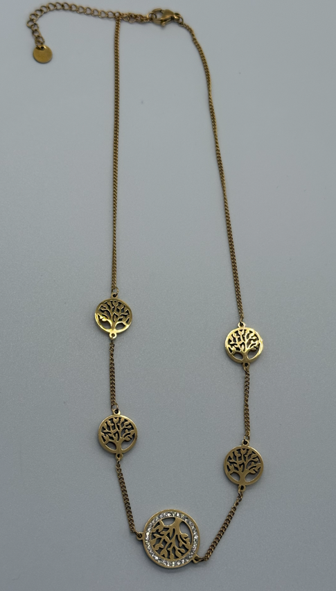 Sterling Steel Tree of Life with Crystal