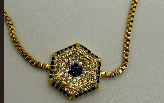 Sterling Steel Evil Eye Crystal Bracelet