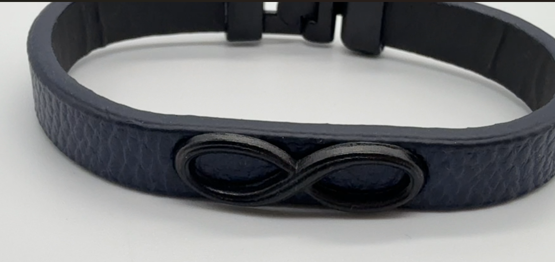 Natural Leather bracelet Sterling Steel bracelet with Infinity
