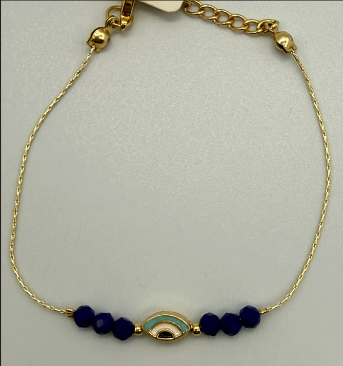 Crystal Bracelet with Evil Eye and Sterling bracelet