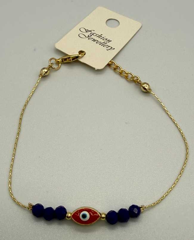 Crystal Bracelet with Evil Eye and Sterling bracelet